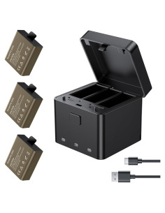 Baterías recargables AKASO 3 x 1050mAh + Cargador 3 canales