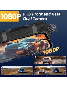 Cámara de Espejo NHOPEEW 9.66" Dual 1080P FHD con G-Sensor 2