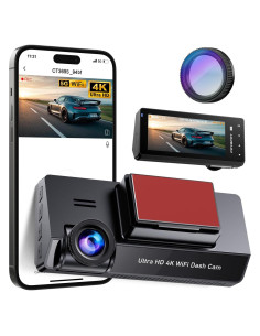 Cámara de tablero 4K POYBPCY con WiFi y CPL, 170