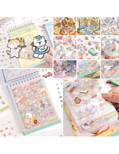 10 Sets Stickers 3D DIY emmoLife - Escenas de Caricaturas
