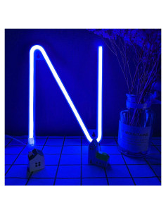 Luz Nocturna LED de Neón Azul ENUOLI - Letras A-Z Personalizables