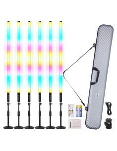 6 Pack Luces de Tubo RGB Inalámbricas TAOXIRGB 4ft 4800mAh