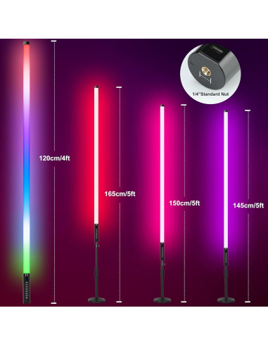 6 Pack Luces de Tubo RGB Inalámbricas TAOXIRGB 4ft 4800mAh