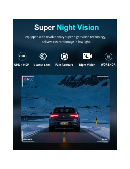 Cámara de tablero dual 2.5K SEW PEUNRY con visión nocturna