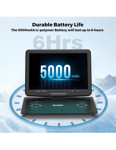 Reproductor de DVD Portátil SUNPIN 14.1" HD Batería 5h 2