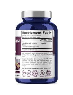 NusaPure Mucuna Pruriens 1000mg 200 Cápsulas Veganas 2