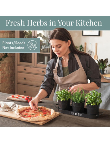 Juego de 3 Macetas de Metal para Hierbas Barnyard Designs Negro