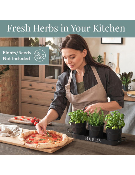 Juego de 3 Macetas de Metal para Hierbas Barnyard Designs Negro