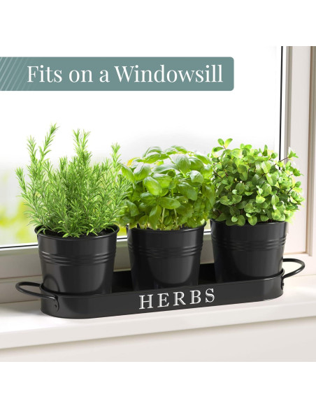 Juego de 3 Macetas de Metal para Hierbas Barnyard Designs Negro