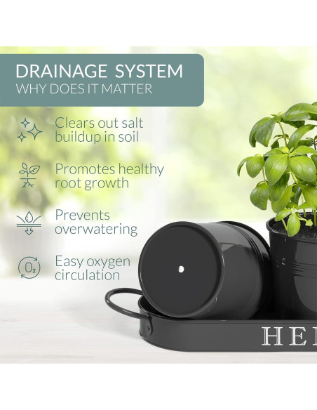 Juego de 3 Macetas de Metal para Hierbas Barnyard Designs Negro