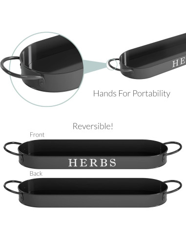 Juego de 3 Macetas de Metal para Hierbas Barnyard Designs Negro