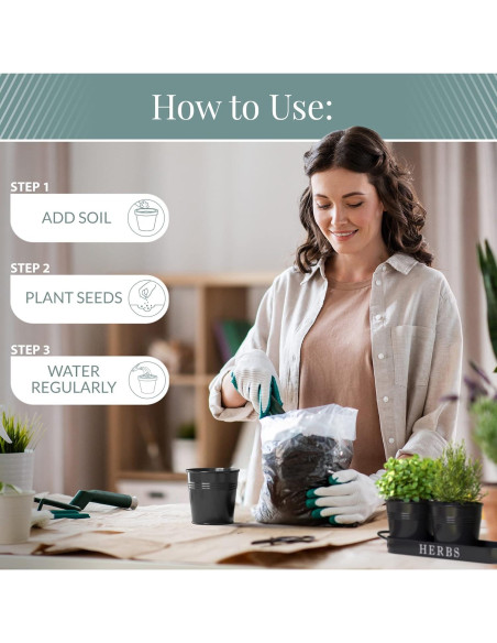 Juego de 3 Macetas de Metal para Hierbas Barnyard Designs Negro