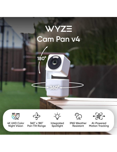 Cámara de Seguridad Inteligente WYZE Cam Pan v4 4K AI IP65