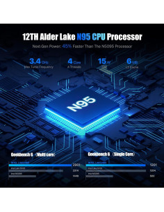 Mini PC Trycoo WI6 N95, 16GB RAM, 512GB SSD, 4K Triple Pantalla 2