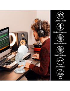 Filtro Pop para Micrófono Blue Yeti - Paraviento de Pelo Blanco 2