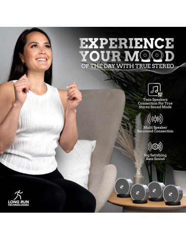 Altavoces Bluetooth Duales Long Run - 10 Horas de Batería