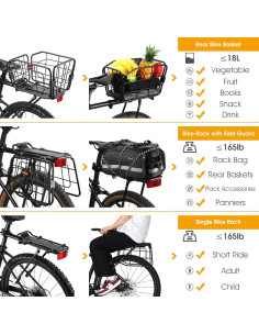 Portabicicletas trasero ANGGOER 165 LB con cesta desmontable 2