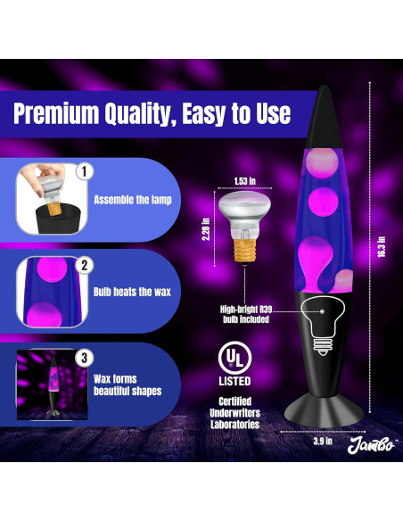 Lámpara Líquida Jambo 41cm Púrpura y Cera Blanca