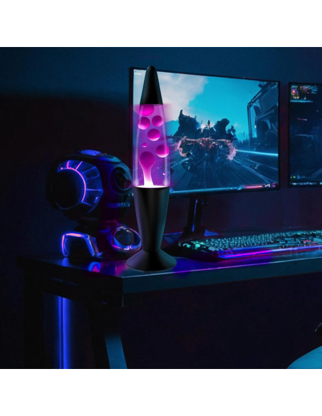 Lámpara Líquida Jambo 41cm Púrpura y Cera Blanca