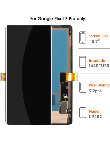 Pantalla OLED 6.7" con Marco Negro para Google Pixel 7 Pro