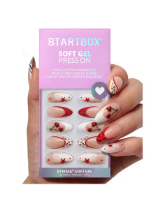 Uñas Postizas Almendra BTArtbox 3D Cereza Media 30 Uñas