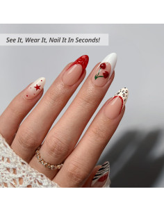 Uñas Postizas Almendra BTArtbox 3D Cereza Media 30 Uñas 2