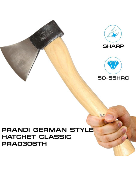 Hacha Prandi PRA0306TH Acero Carbono 600g Mango Hickory