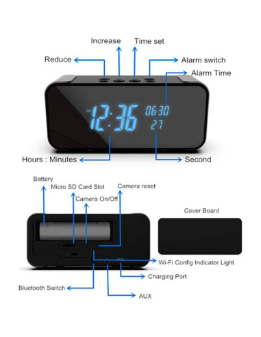 Cámara de Seguridad Reloj Despertador Cazoyol 4K Wi-Fi