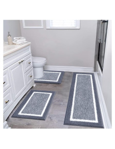 Conjunto de Alfombrillas de Baño Pauwer 3 Piezas Microfibra Gris