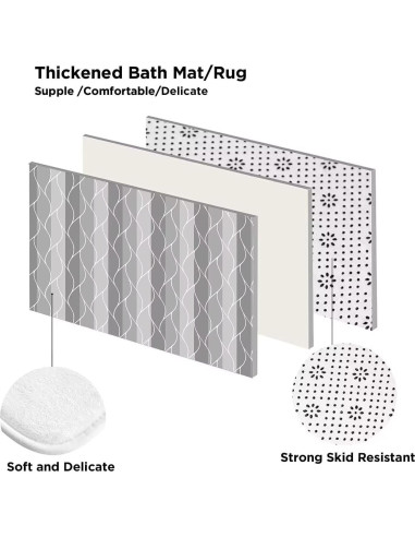 Conjunto de Cortina de Ducha y Alfombrillas DDQQ Gris