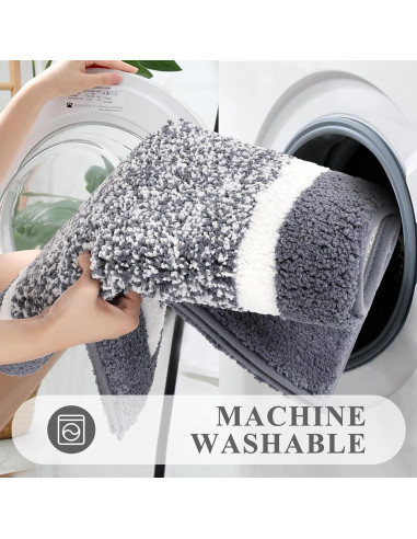 Conjunto de Alfombrillas de Baño Pauwer 3 Piezas Microfibra Gris