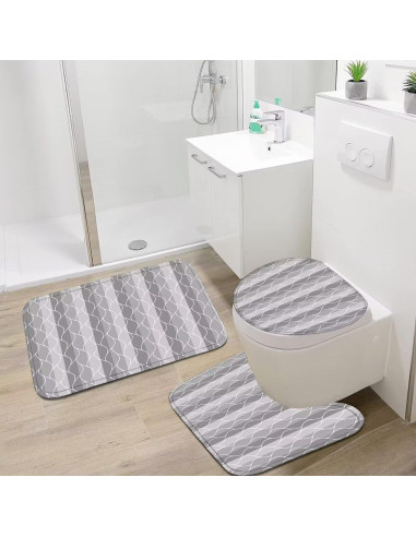 Conjunto de Cortina de Ducha y Alfombrillas DDQQ Gris