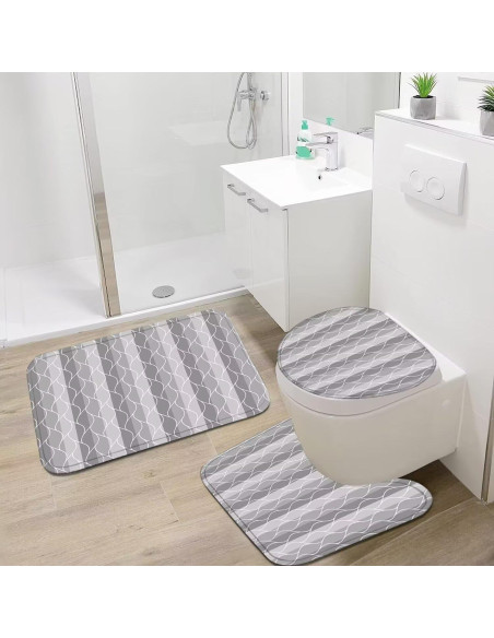 Conjunto de Cortina de Ducha y Alfombrillas DDQQ Gris