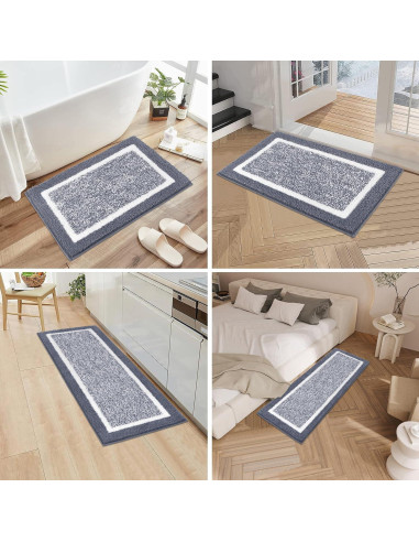 Conjunto de Alfombrillas de Baño Pauwer 3 Piezas Microfibra Gris