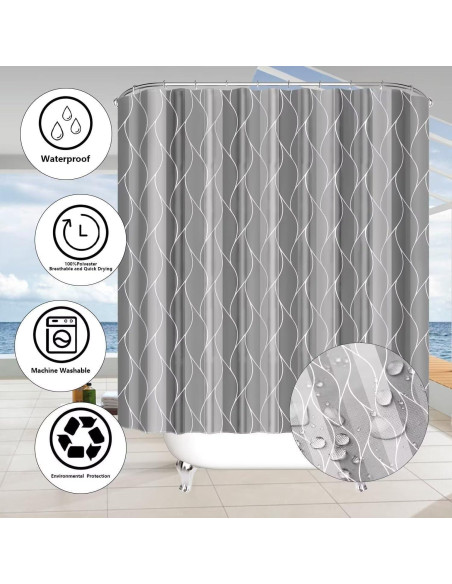 Conjunto de Cortina de Ducha y Alfombrillas DDQQ Gris