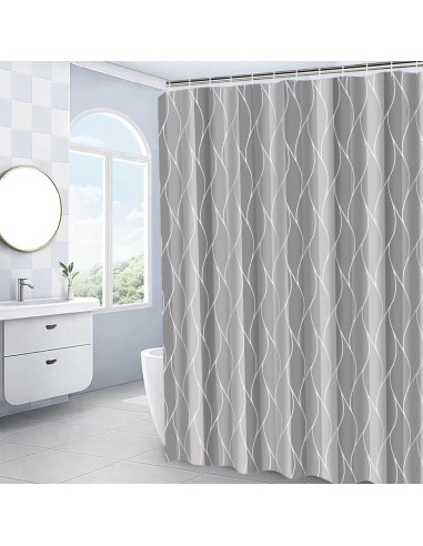 Conjunto de Cortina de Ducha y Alfombrillas DDQQ Gris