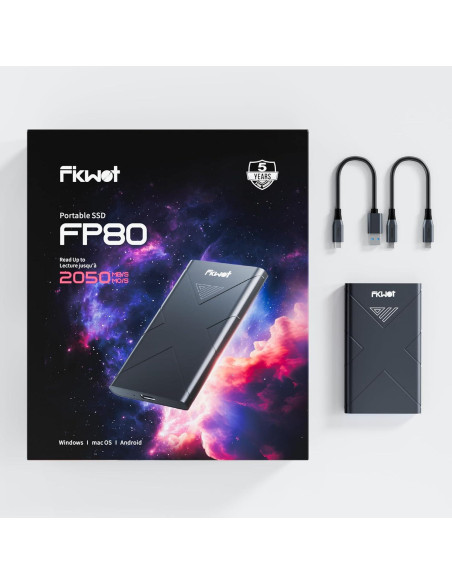 SSD Externo Fikwot FP80 1TB USB 3.2, 2000MB/s, Compatible PS5