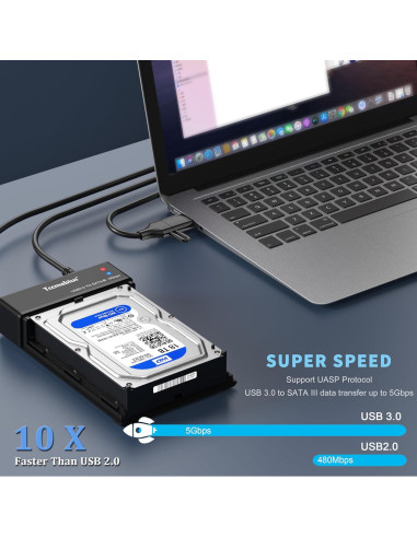 Estación de Acoplamiento Tccmebius TCC-S8 para HDD/SSD SATA 2.5/3.5" hasta 22TB