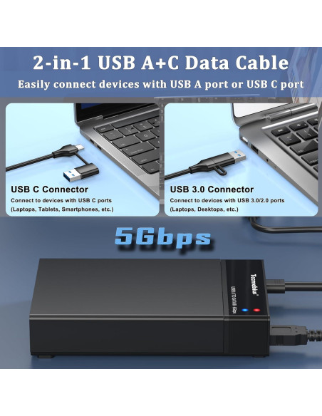 Estación de Acoplamiento Tccmebius TCC-S8 para HDD/SSD SATA 2.5/3.5" hasta 22TB