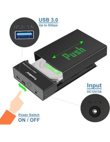Estación de Acoplamiento Tccmebius TCC-S8 para HDD/SSD SATA 2.5/3.5" hasta 22TB