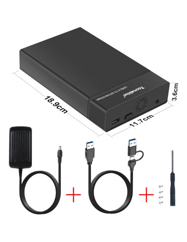 Estación de Acoplamiento Tccmebius TCC-S8 para HDD/SSD SATA 2.5/3.5" hasta 22TB