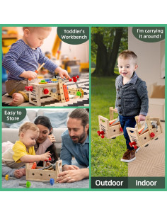 Juego de Herramientas de Madera AiTuiTui 29 Piezas para Niños 2