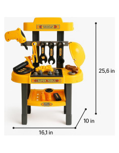 Banco de Trabajo para Niños TOMLEON con Taladro y Camiones 2