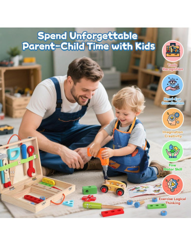 Juego de herramientas Montessori XQ para niños 3-6 años 44 piezas