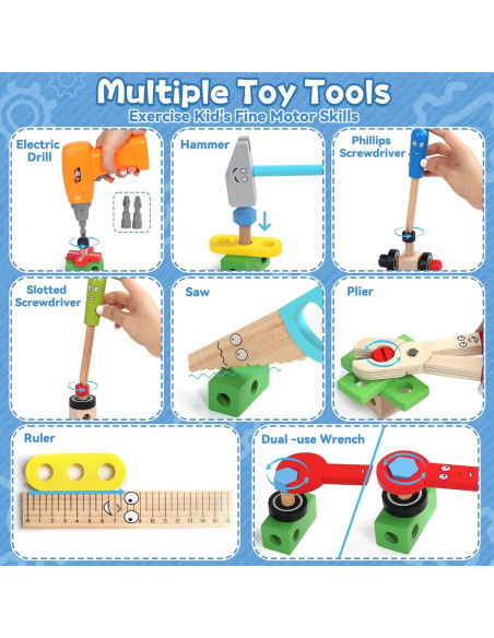 Juego de herramientas Montessori XQ para niños 3-6 años 44 piezas