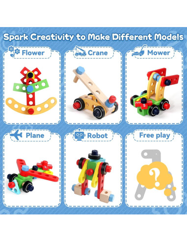 Juego de herramientas Montessori XQ para niños 3-6 años 44 piezas