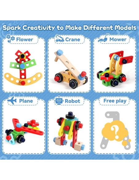 Juego de herramientas Montessori XQ para niños 3-6 años 44 piezas