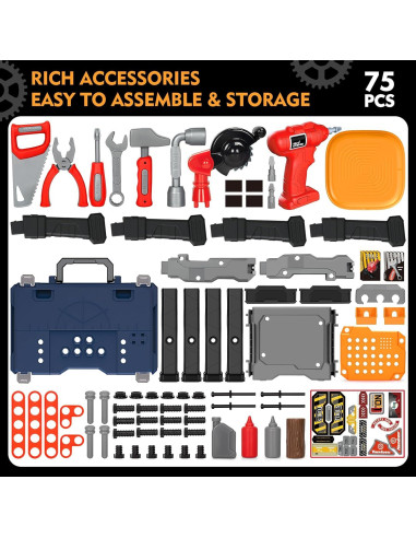 Banco de herramientas para niños Shantou 75 piezas con taladro
