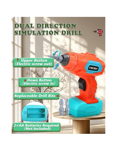 Juego de Herramientas para Niños ZFSZSY con Taladro Eléctrico
