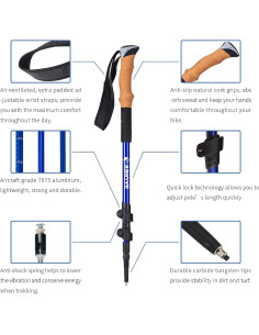 Bastones de Senderismo Aihoye Ajustables Plegables 0,28 kg 2